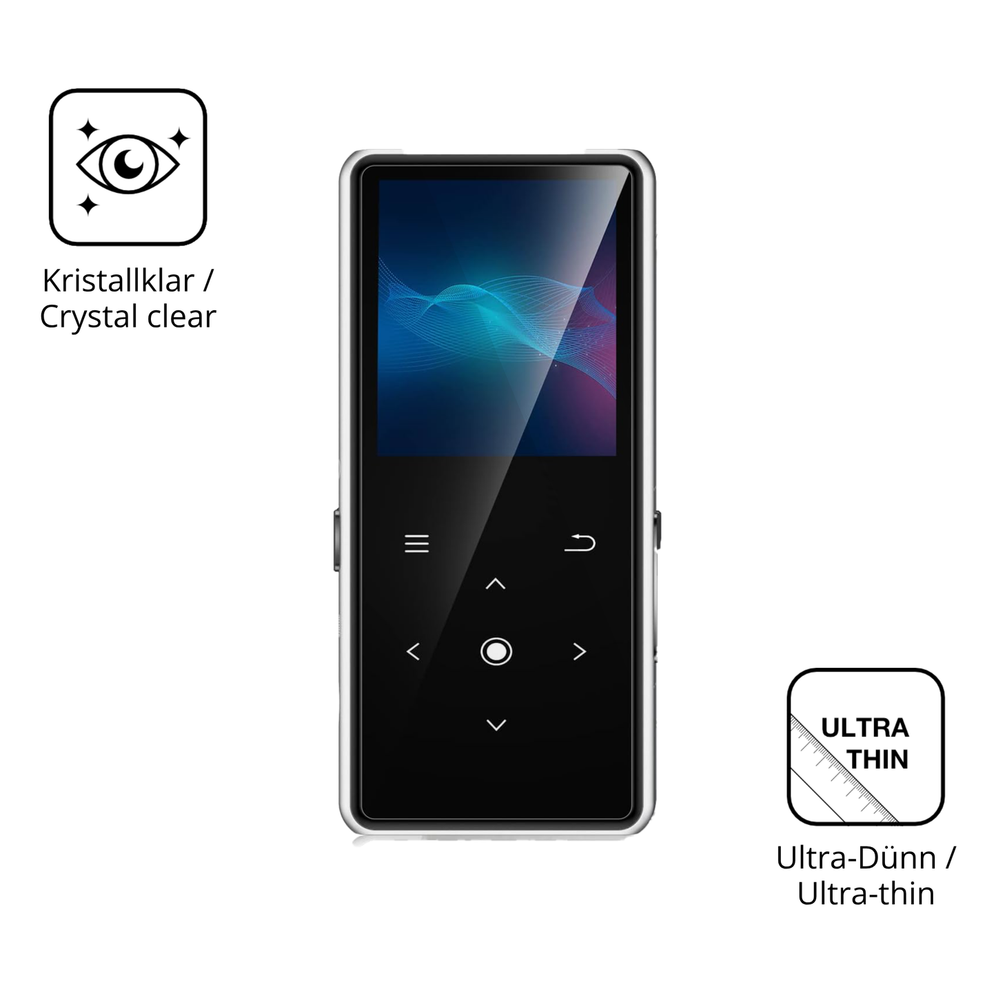 Dünne und klare Folie passend zugeschnitten für AiMoonsa B27 MP3-Player