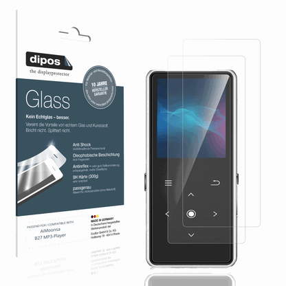 Matte Displayschutzfolie von dipos passend für AiMoonsa B27 MP3-Player, 9H kratzfest und blasenfrei montiert