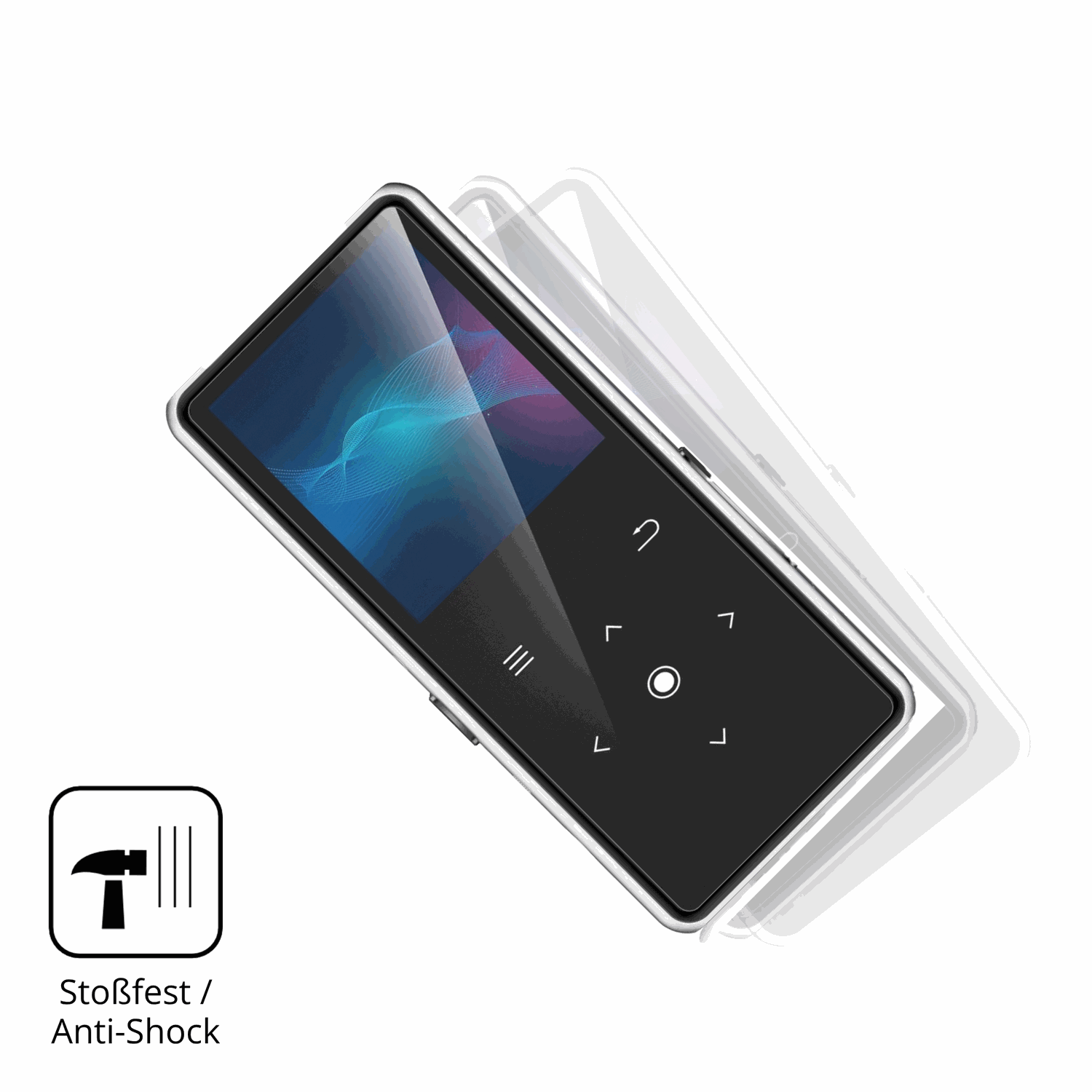 Schutz gegen Kratzer auf dem AiMoonsa B27 MP3-Player Glas durch Schlüssel, Stöße gegen die Tischkante oder Stürze