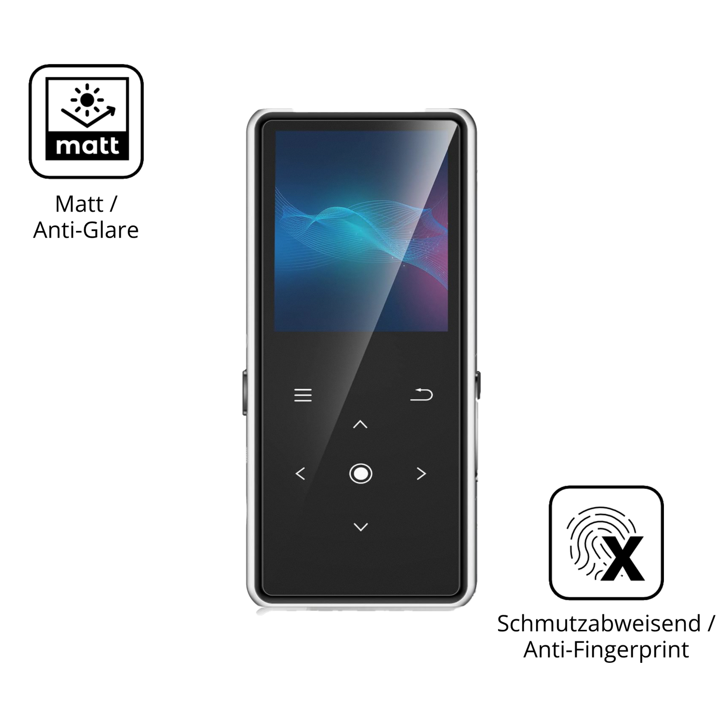 9H Hartbeschichtete, flexible Folie passend zugeschnitten für AiMoonsa B27 MP3-Player