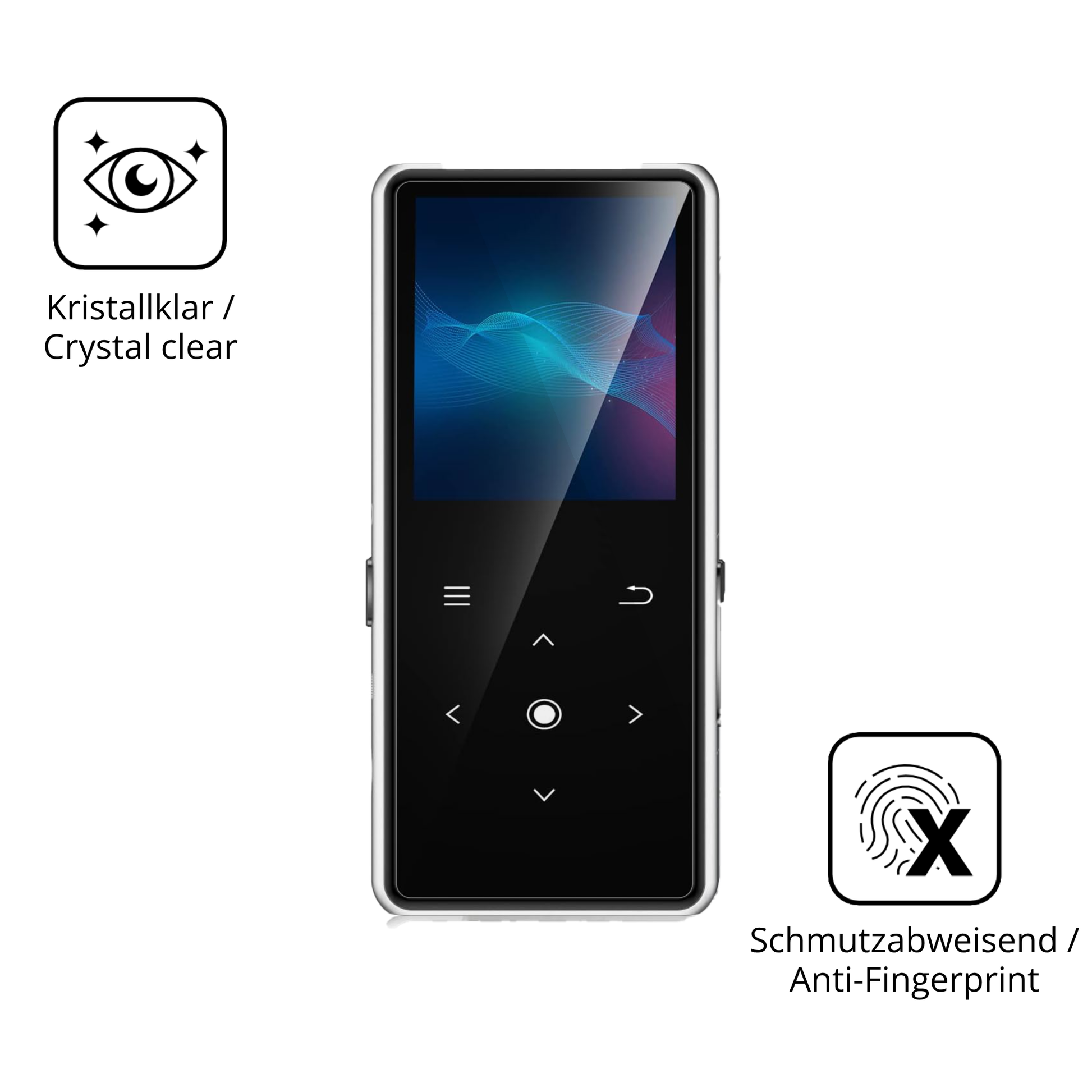 Flexible TPU-Folie passend zugeschnitten für AiMoonsa B27 MP3-Player, vollständige Abdeckung