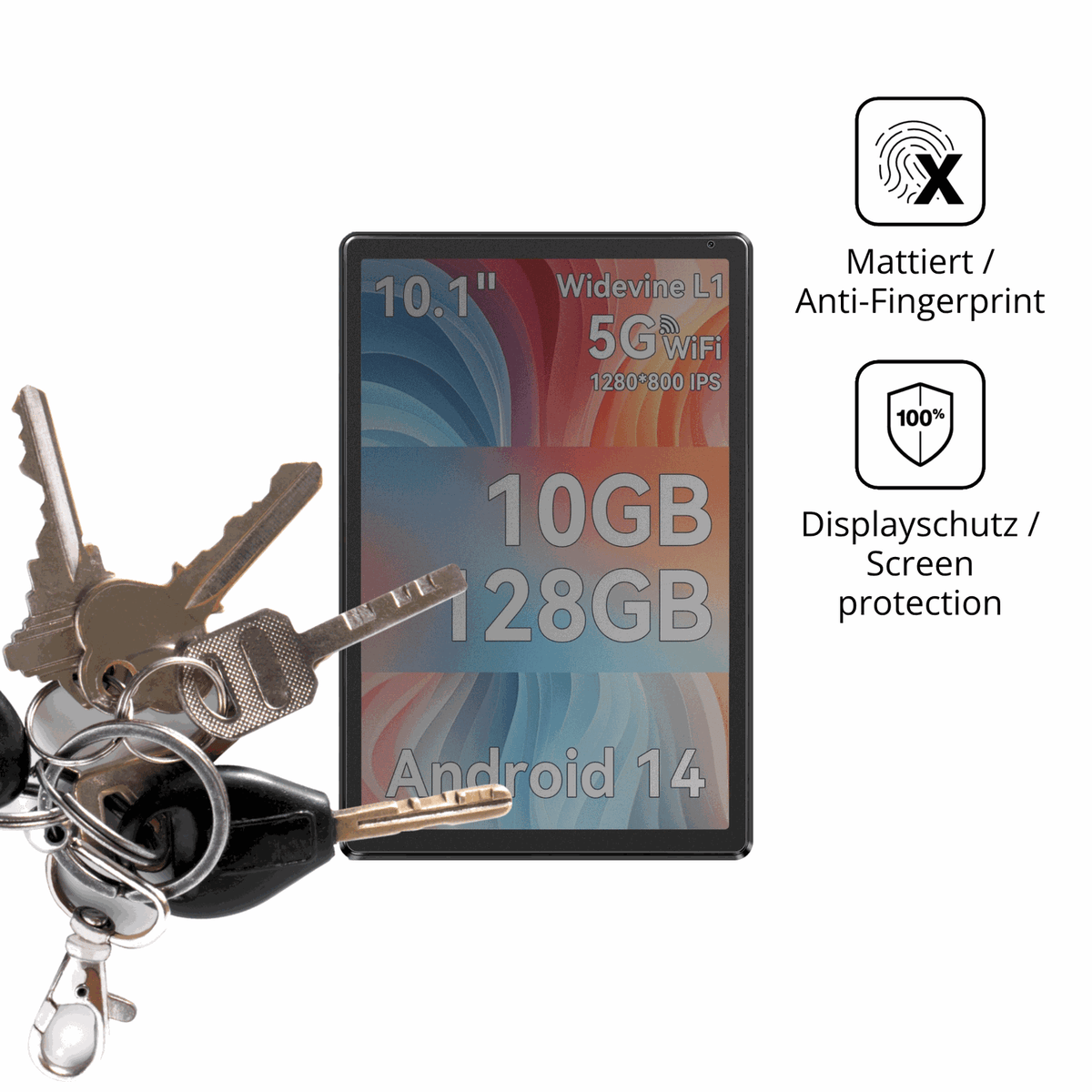 dipos Displayschutz f�r Ainmel AMLC12 10.1 Zoll, mattierte Oberfl�che, Blickschutzfilter und perfekter Passform