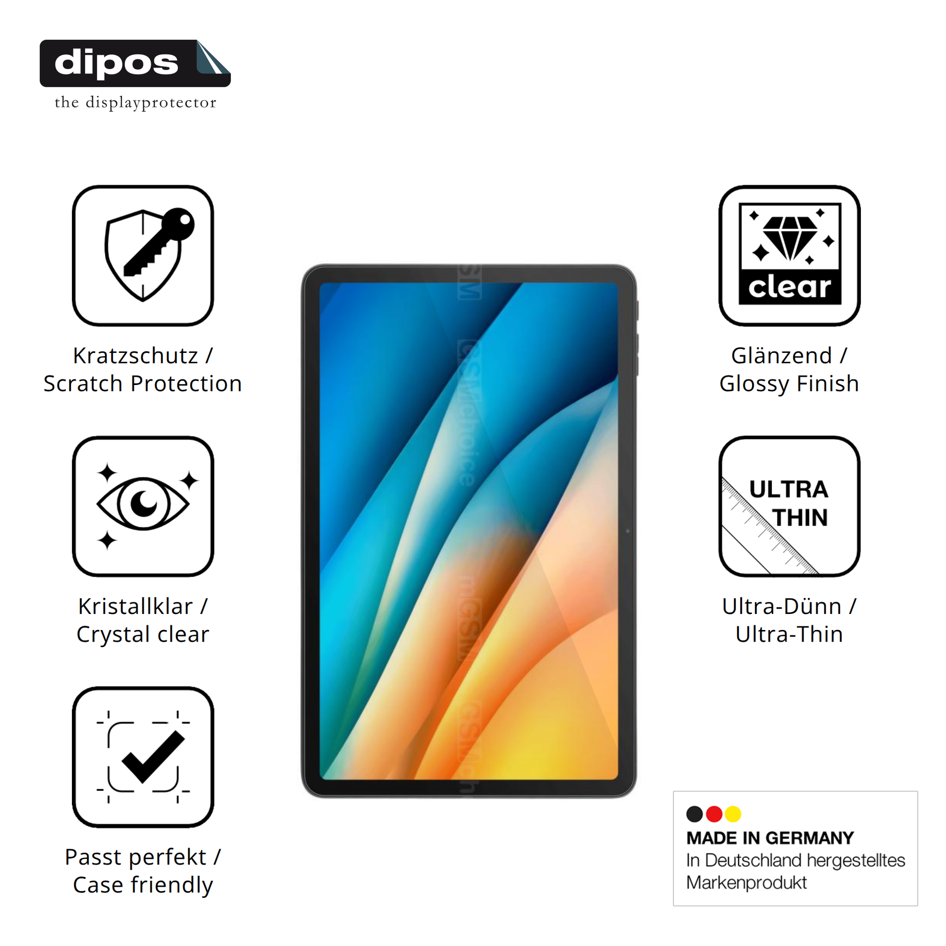 Displayschutz hergestellt in Deutschland, höchste Qualität made in Germany