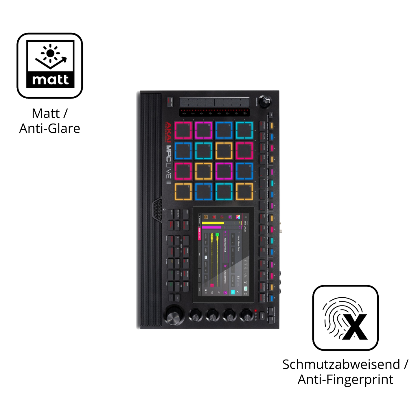 Dünne und entspiegelnde Folie passend zugeschnitten für Akai MPC Live III