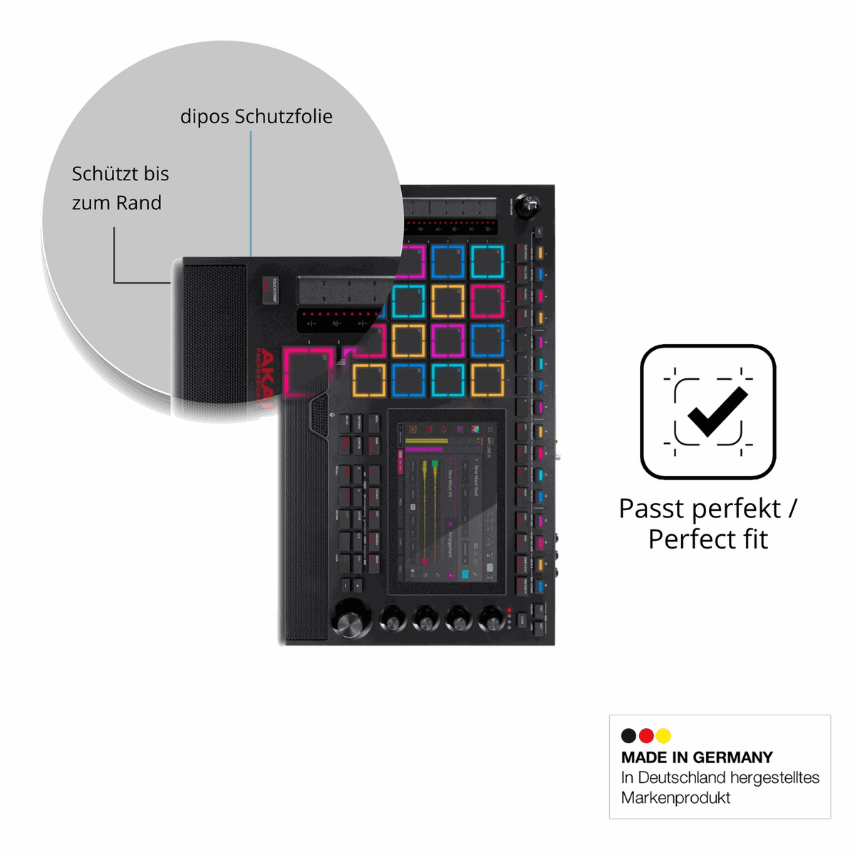 Schutz gegen Kratzer auf dem Akai MPC Live III Glas durch Schlüssel oder Ähnliches