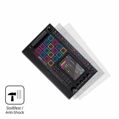 Schutz gegen Kratzer auf dem Akai MPC Live III Glas durch Schlüssel, Stöße gegen die Tischkante oder Stürze