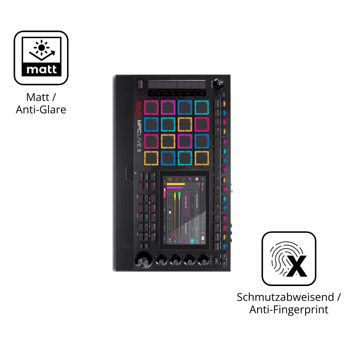 9H Hartbeschichtete, flexible Folie passend zugeschnitten für Akai MPC Live III