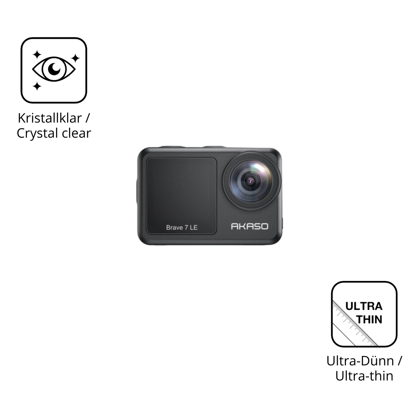 Dünne und klare Folie passend zugeschnitten für Akaso Brave 7