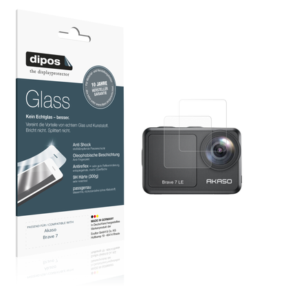 Matte Displayschutzfolie von dipos passend für Akaso Brave 7, 9H kratzfest und blasenfrei montiert