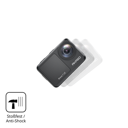 Schutz gegen Kratzer auf dem Akaso Brave 7 Glas durch Schlüssel, Stöße gegen die Tischkante oder Stürze