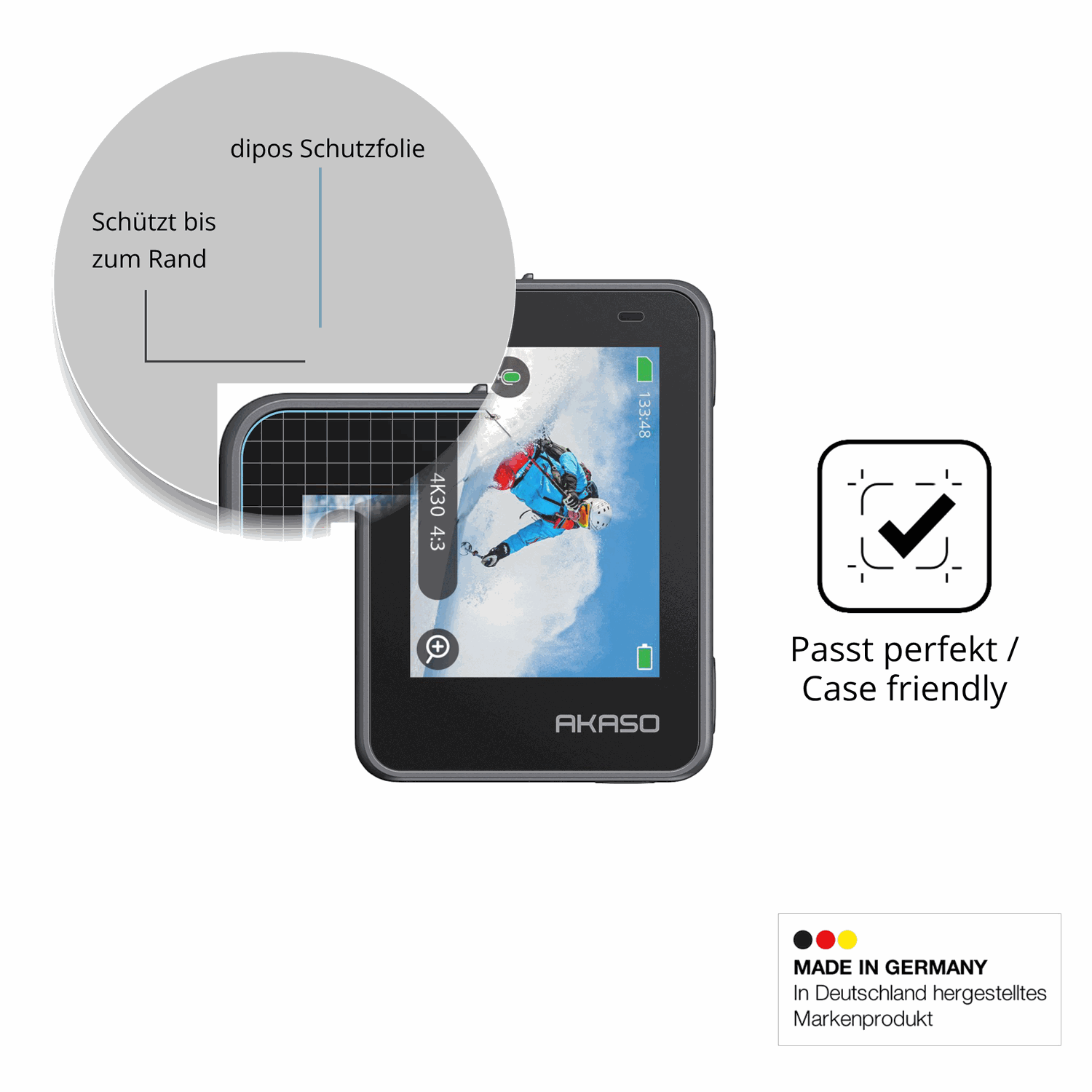 Schutzglasfolie mit optimaler Passform, zur Verwendung mit Hüllen geeignet