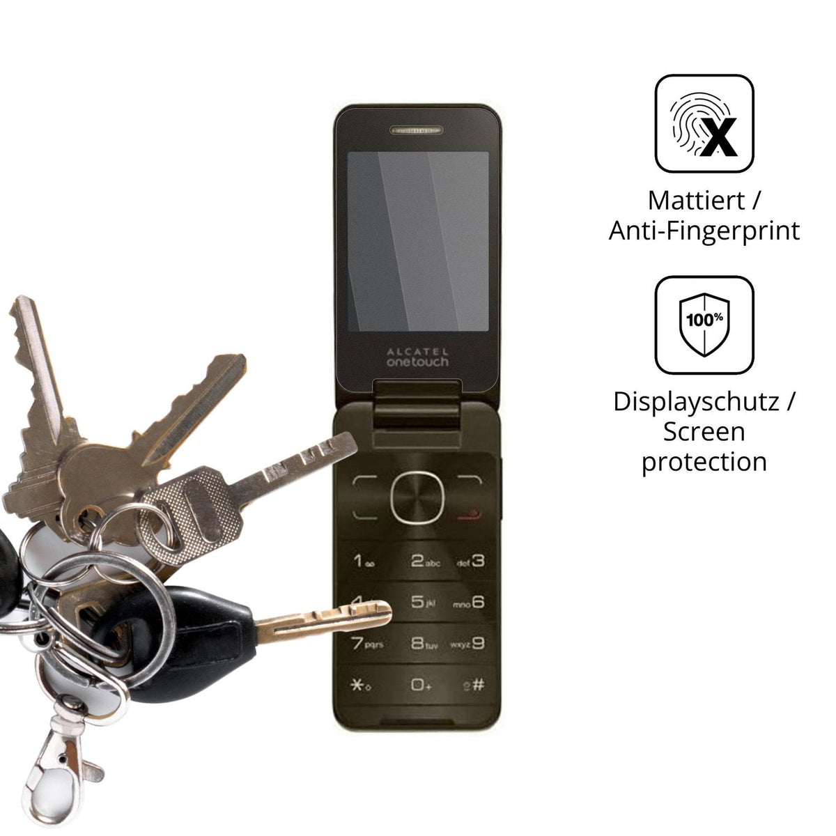dipos Displayschutz für Alcatel 2012 Chocolate, mattierte Oberfläche, Blickschutzfilter und perfekter Passform