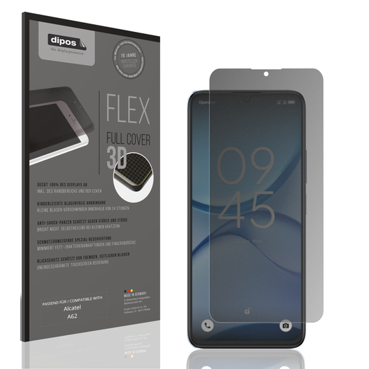 Blickschutzfolie von dipos passend für Alcatel A62, 100% Displayabdeckung und blasenfreie Montage