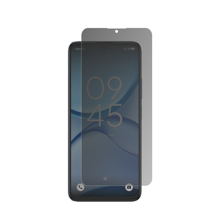 AlcatelA62 mit aufgebrachter dipos Flex Schutzfolie, die seitliche Einblicke blockiert