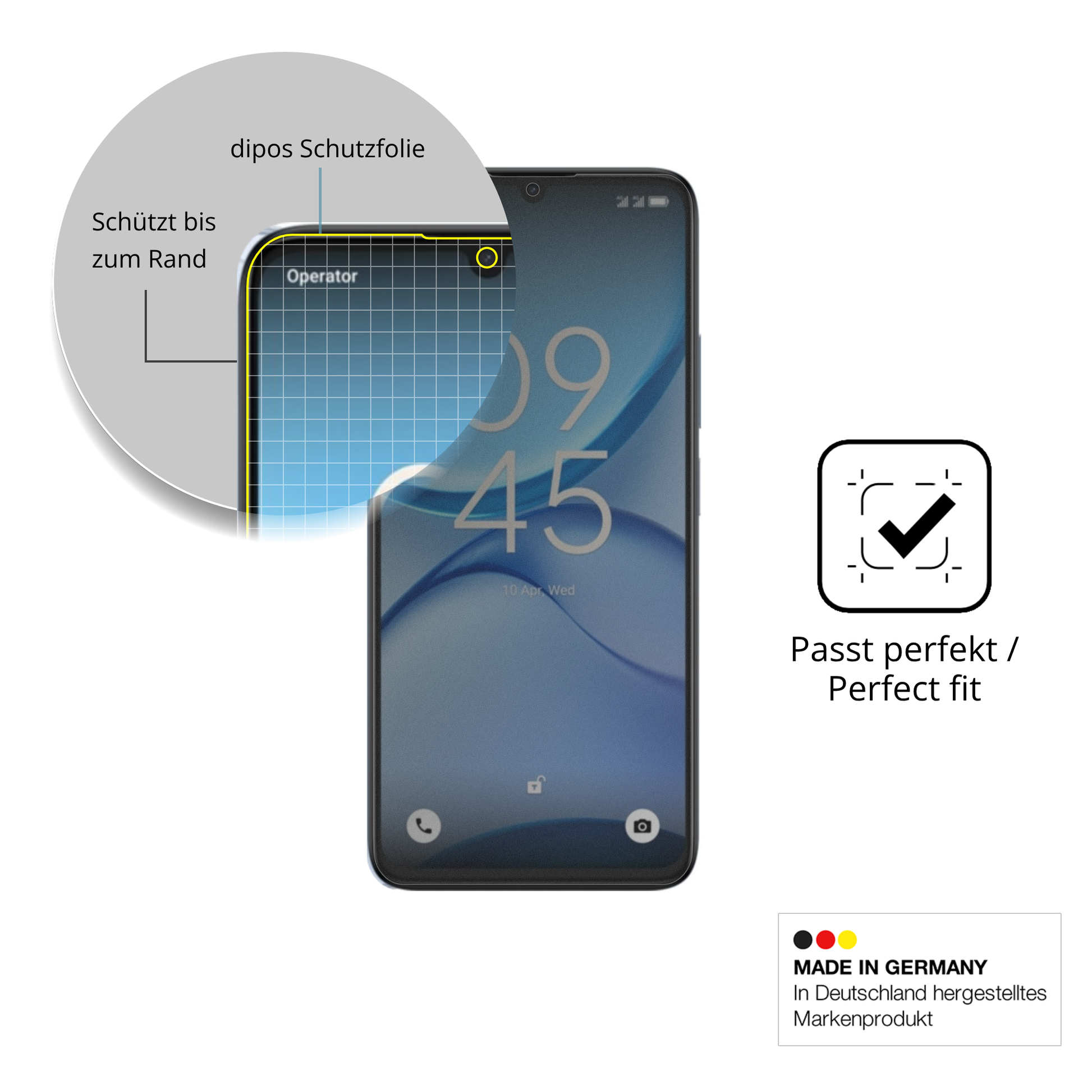 Schutz gegen Kratzer auf dem Alcatel A62 Glas durch Schlüssel, Stöße gegen die Tischkante oder Stürze