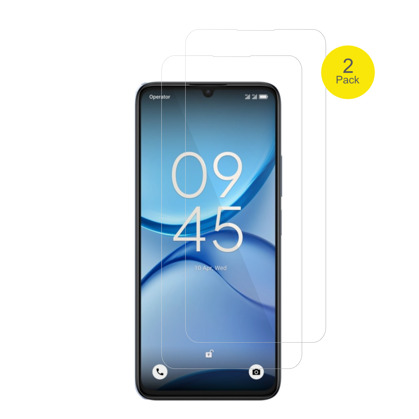 AlcatelA62 mit aufgebrachter dipos Displayschutzfolie, glasklare Darstellung ohne Einschränkungen