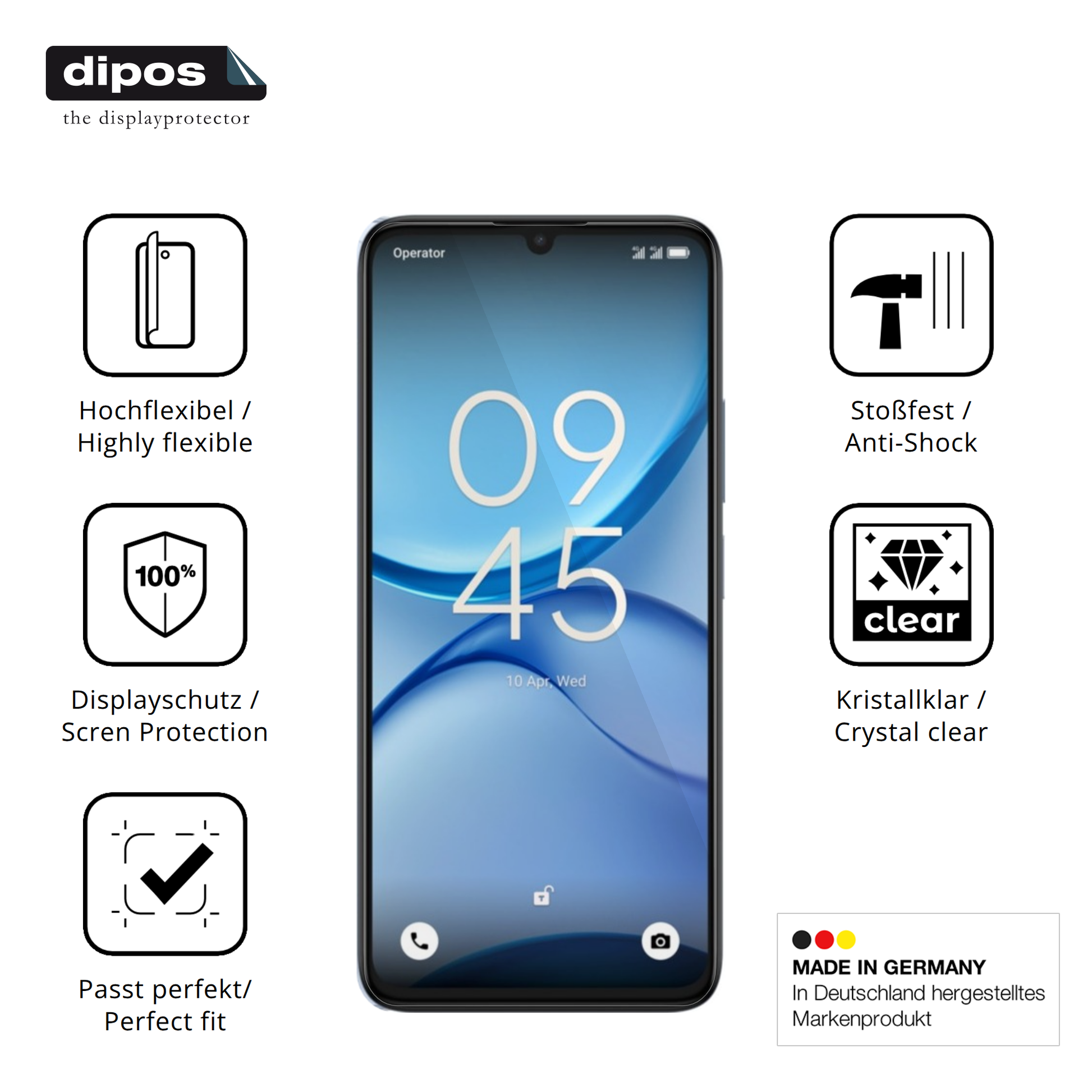 Displayschutz hergestellt in Deutschland, höchste Qualität made in Germany