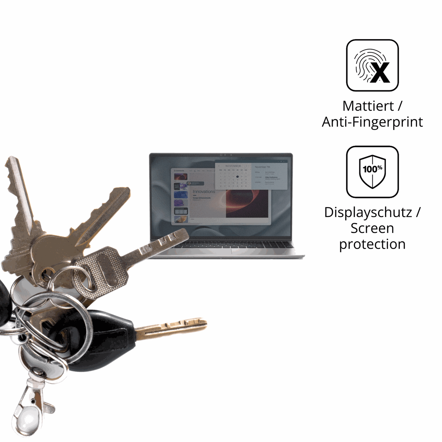 dipos Displayschutz für Alienware Pro 15 Essential PV15250, mattierte Oberfläche, Blickschutzfilter und perfekter Passform