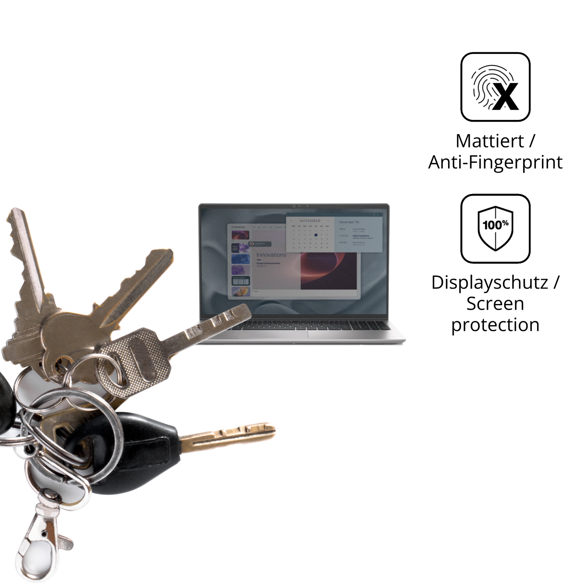 dipos Displayschutz für Alienware Pro 15 Essential PV15250, mattierte Oberfläche, Blickschutzfilter und perfekter Passform