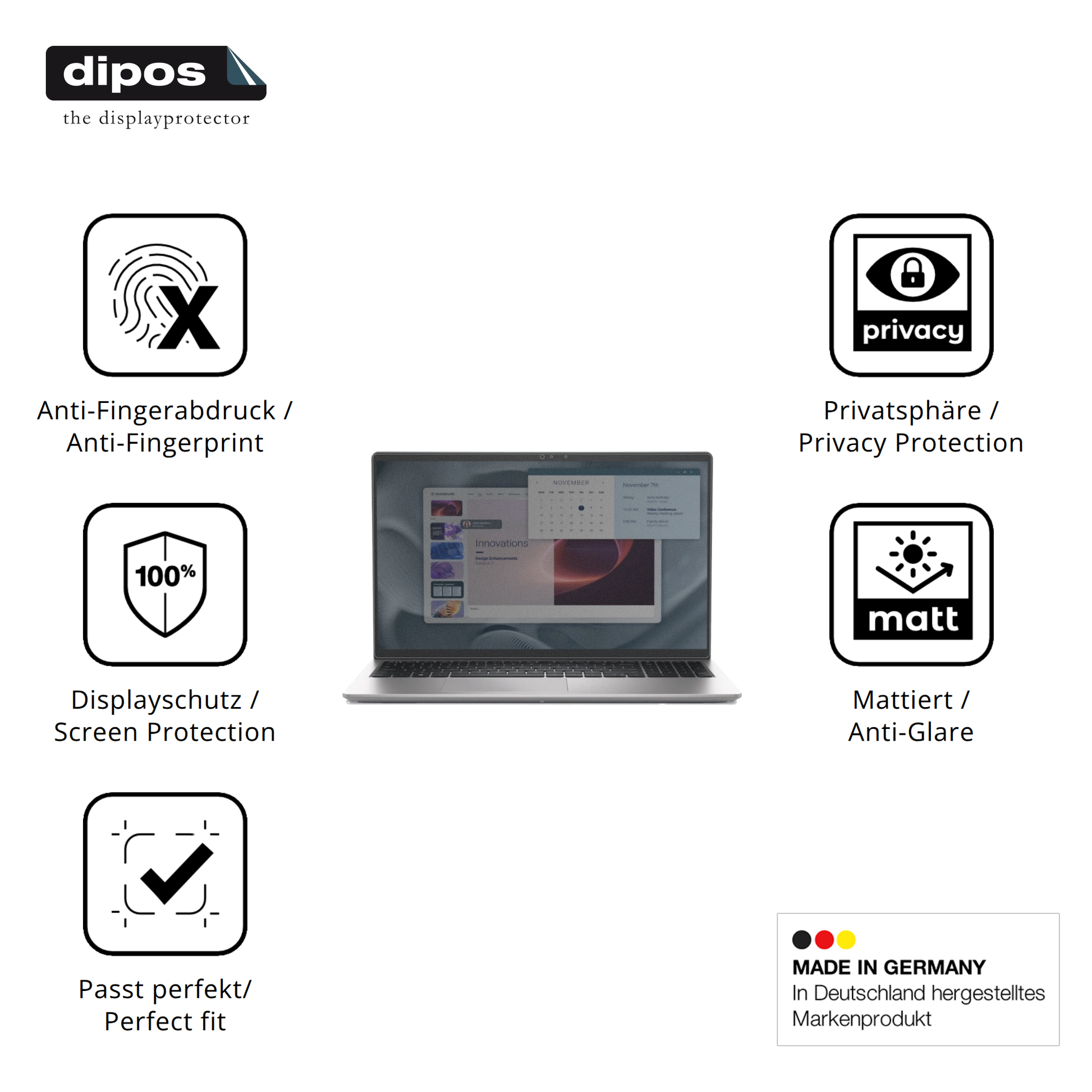Privatsphäre-Schutz durch Sichtschutz-Folie passend zugeschnitten für Alienware Pro 15 Essential PV15250