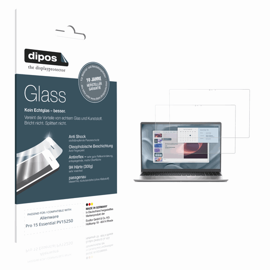 Matte Displayschutzfolie von dipos passend für Alienware Pro 15 Essential PV15250, 9H kratzfest und blasenfrei montiert