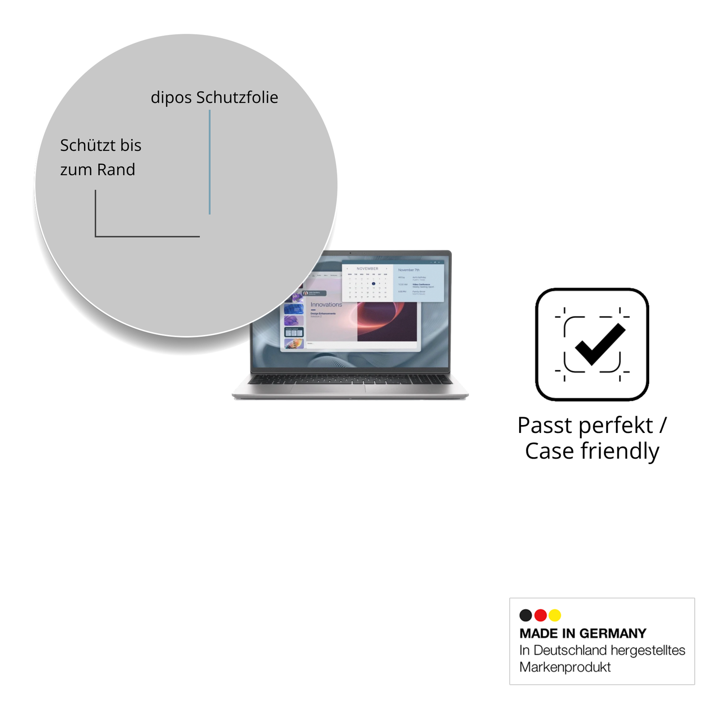 Schutzglasfolie mit optimaler Passform, zur Verwendung mit Hüllen geeignet