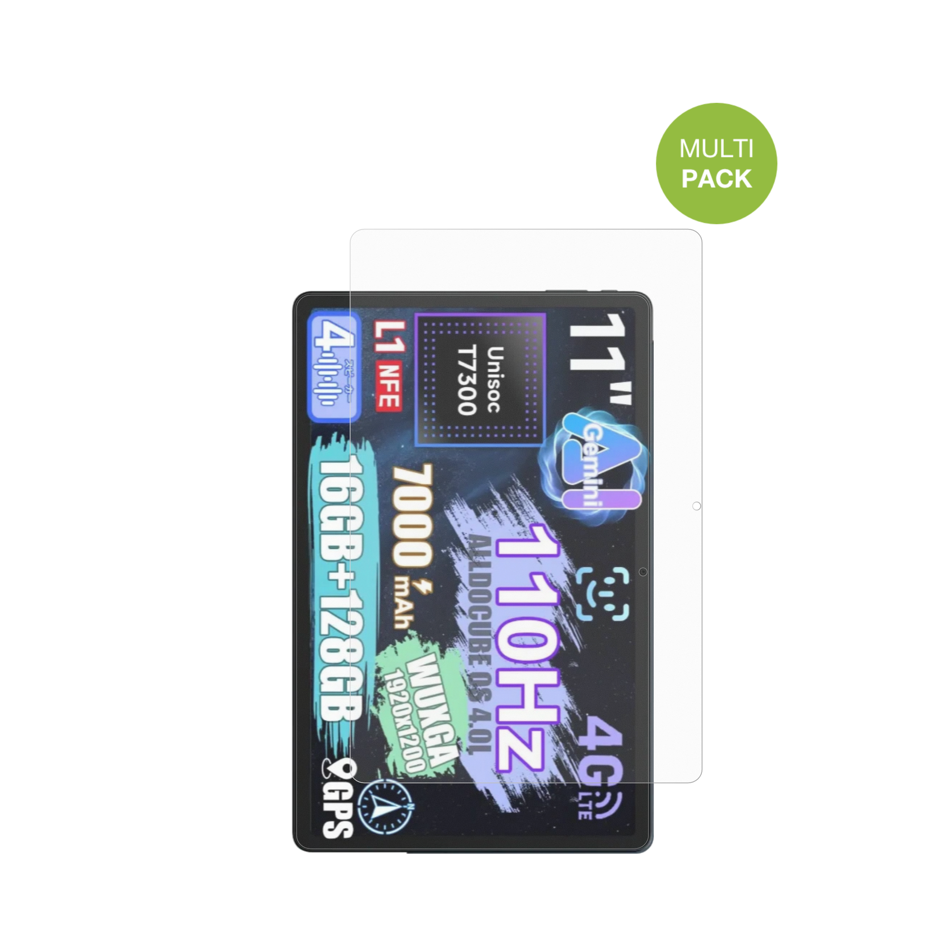 alldocubeiplay 70e mit aufgebrachter dipos Displayschutzfolie, die lästige Fingerabdrücke minimiert