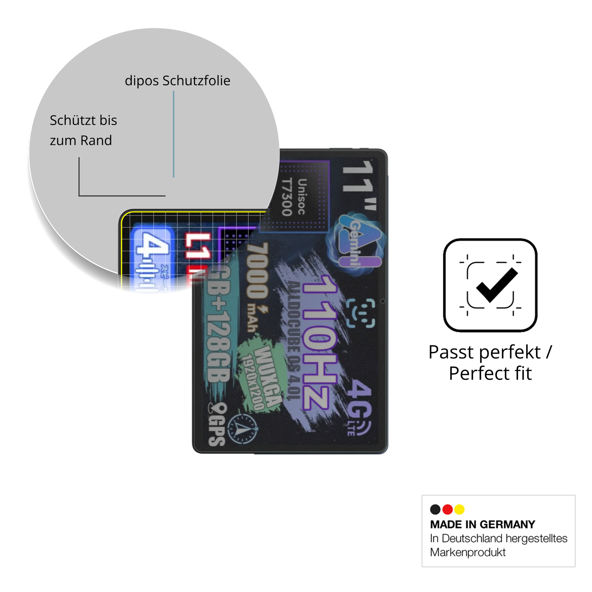 Schutz gegen Kratzer auf dem alldocubeiplay 70e Glas durch Schlüssel oder Ähnliches