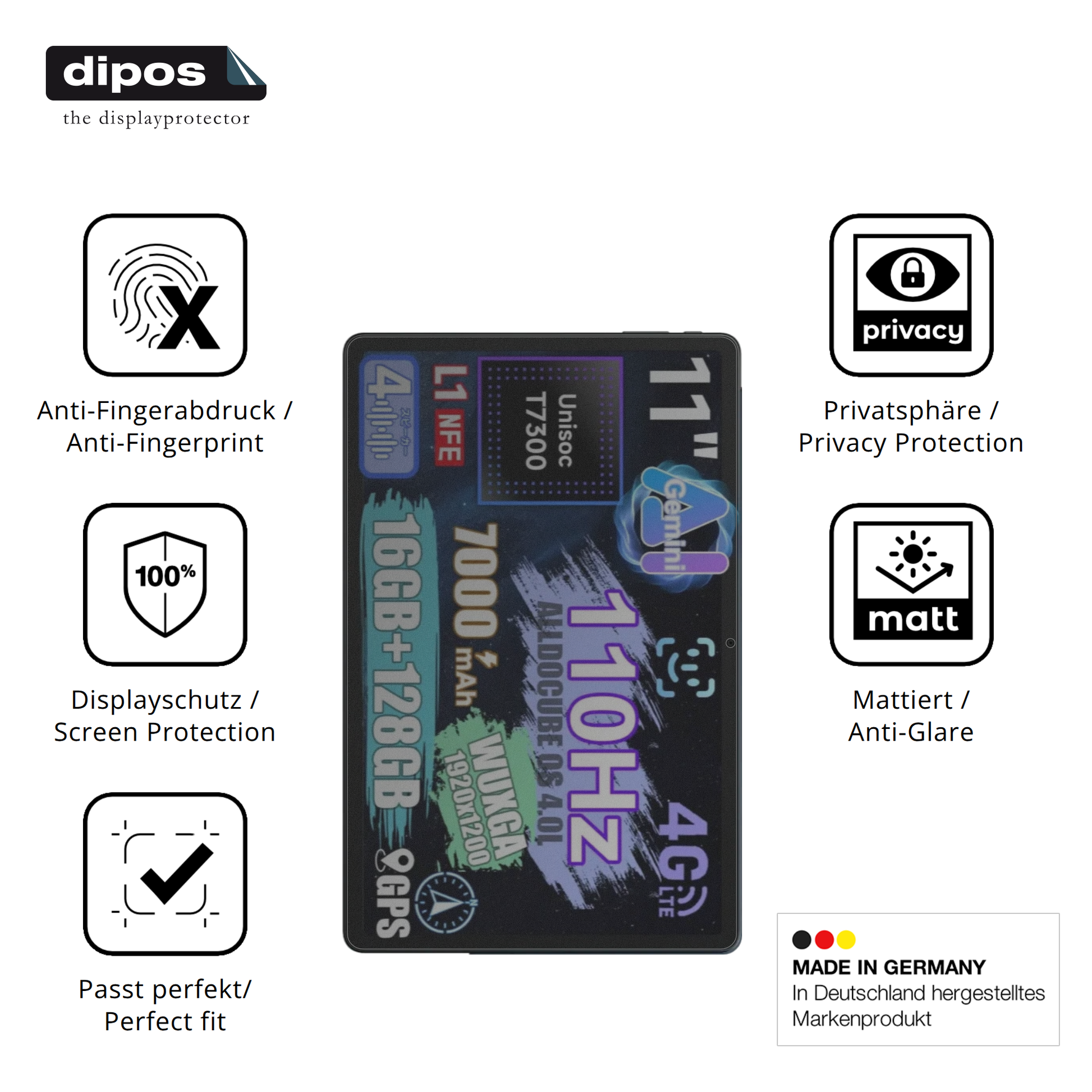 Privatsphäre-Schutz durch Sichtschutz-Folie passend zugeschnitten für alldocubeiplay 70e