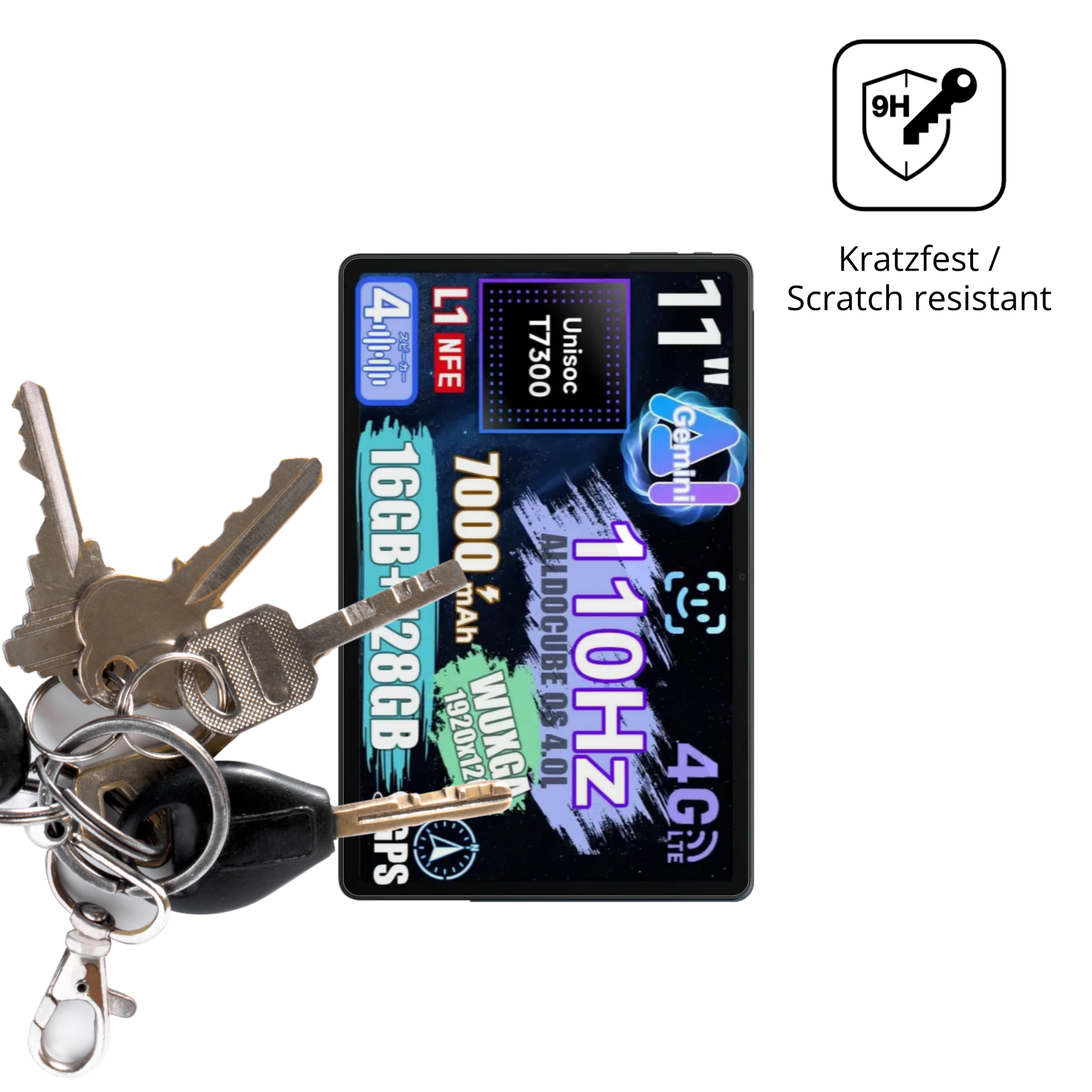 dipos Displayschutz für alldocubeiplay 70e, transparente Oberfläche, perfekte Passform auch für die Rundungen