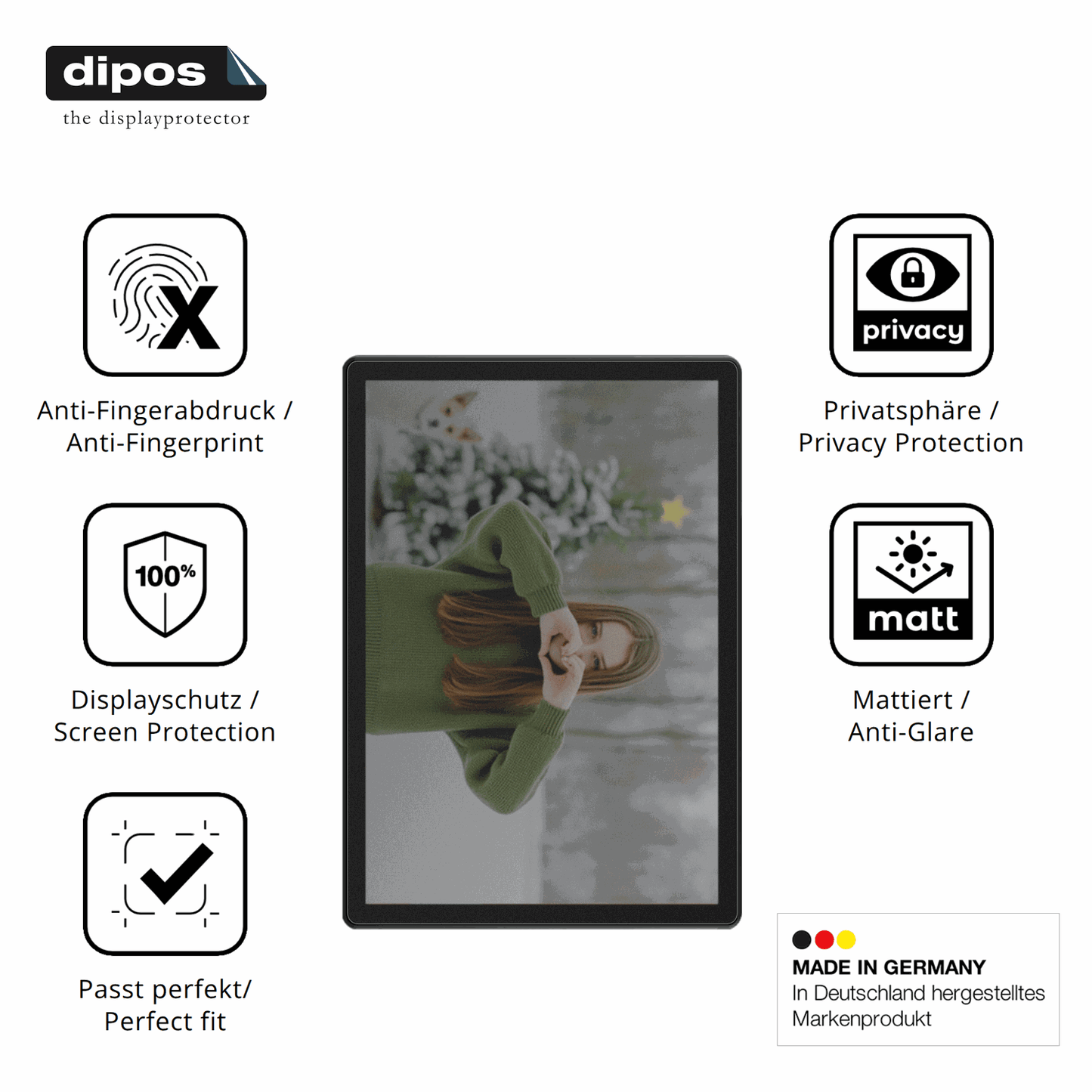 Privatsphäre-Schutz durch Sichtschutz-Folie passend zugeschnitten für Alldocube iPlay 70 SE