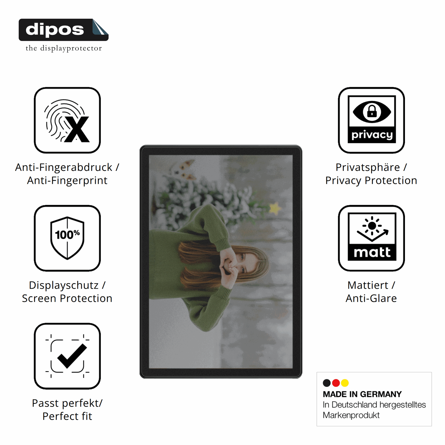 Privatsphäre-Schutz durch Sichtschutz-Folie passend zugeschnitten für Alldocube iPlay 70 SE
