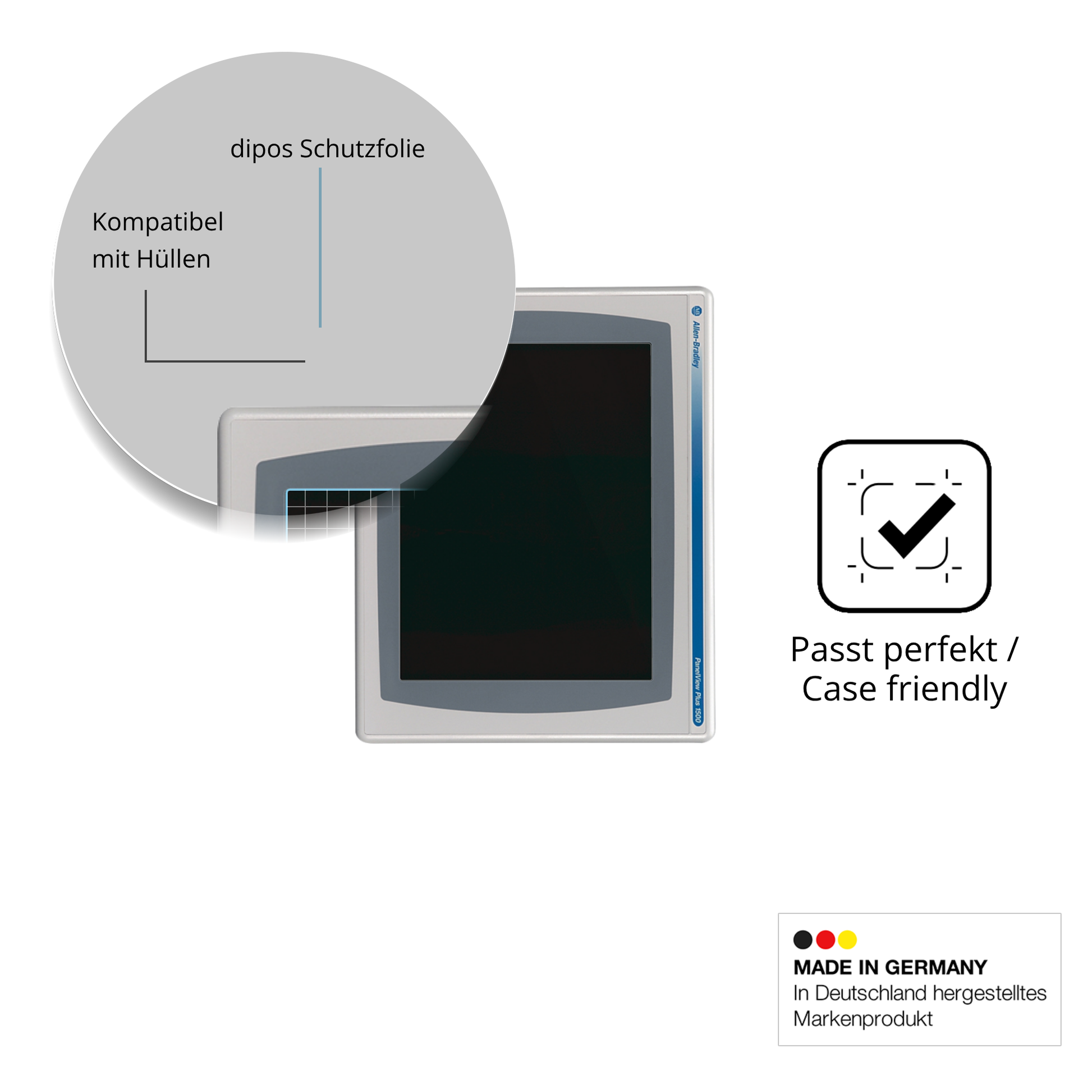 Schutzfolie mit optimaler Passform, zur Verwendung mit Hüllen geeignet