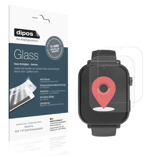 Matte Displayschutzfolie von dipos passend für Alutoria A22 1.57 Zoll Smartwatch, 9H kratzfest und blasenfrei montiert