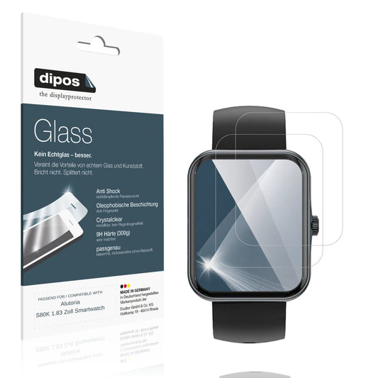 Klare Displayschutzfolie von dipos passend für Alutoria S80K 1.83 Zoll Smartwatch, 9H kratzfest und blasenfrei montiert