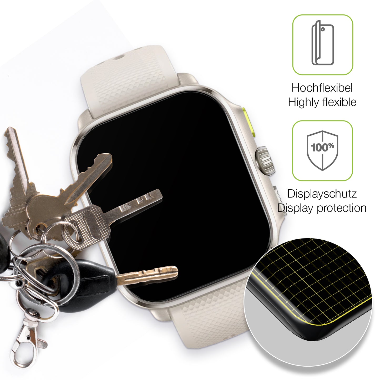 dipos Displayschutz für Amazfit Cheetah Square, transparente Oberfläche, perfekte Passform auch für die Rundungen