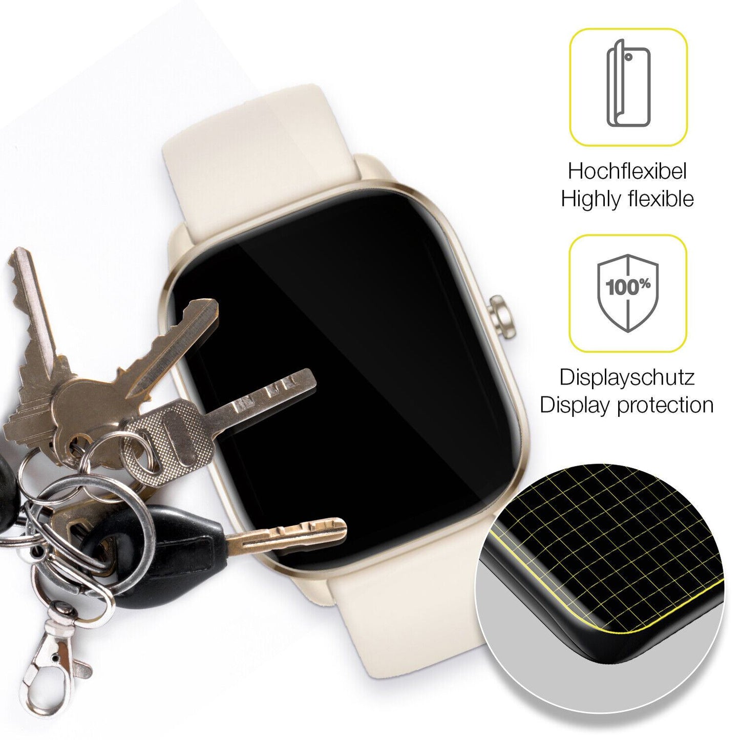 dipos Displayschutz für Amazfit GTS 4 mini, transparente Oberfläche, geringe Dicke und perfekte Passform