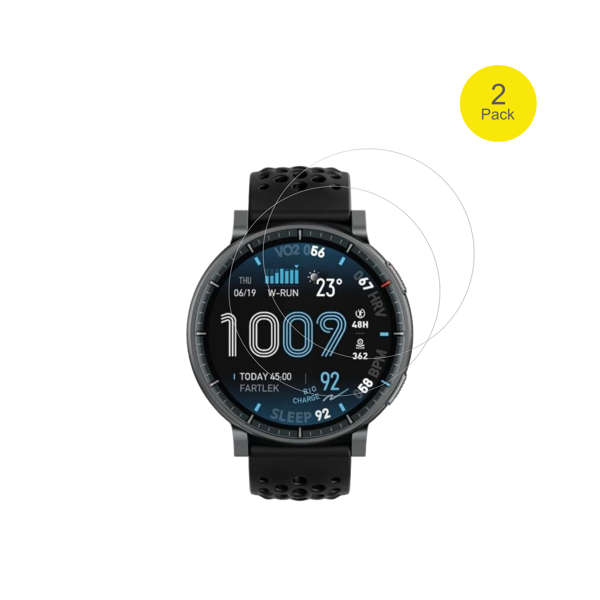 AmazfitActive Max mit aufgebrachter dipos Displayschutzfolie, glasklare Darstellung ohne Einschränkungen