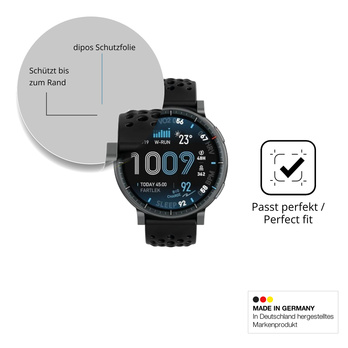 Schutzfolie mit optimaler Passform, zur Verwendung mit Hüllen geeignet