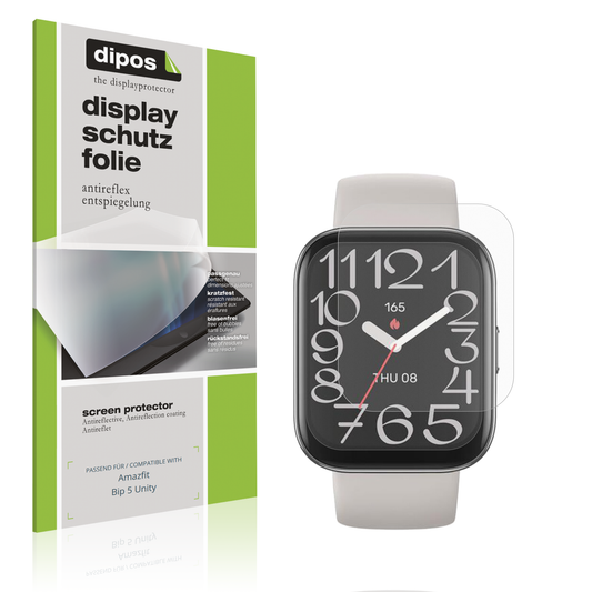 Matte Displayschutzfolie von dipos passend für Amazfit Bip 5 Unity, präziser Zuschnitt und blasenfrei montiert