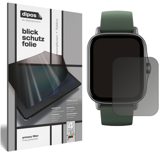Blickschutzfolie von dipos passend für Amazfit GTS 2e, präziser Zuschnitt und blasenfrei montiert