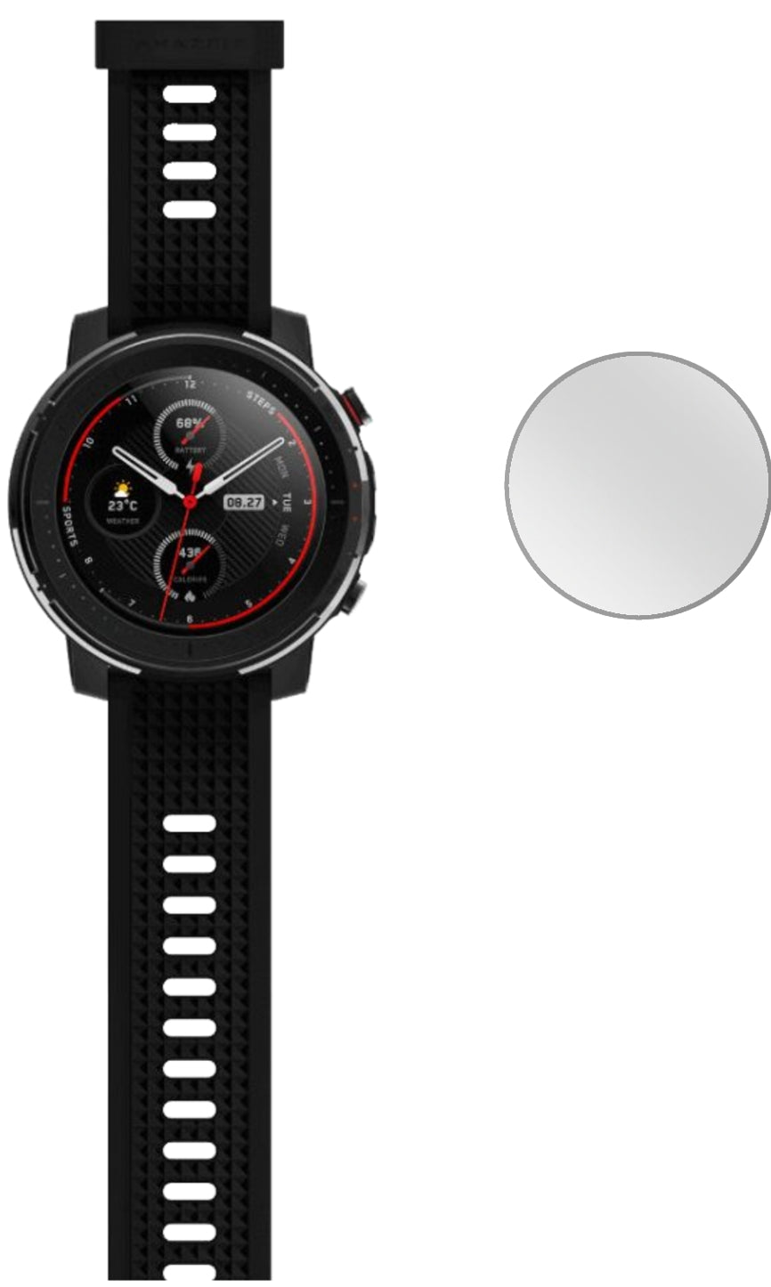 AmazfitSmart Sport Watch 3 mit aufgebrachter dipos Displayschutzfolie, glasklare Darstellung ohne Einschränkungen
