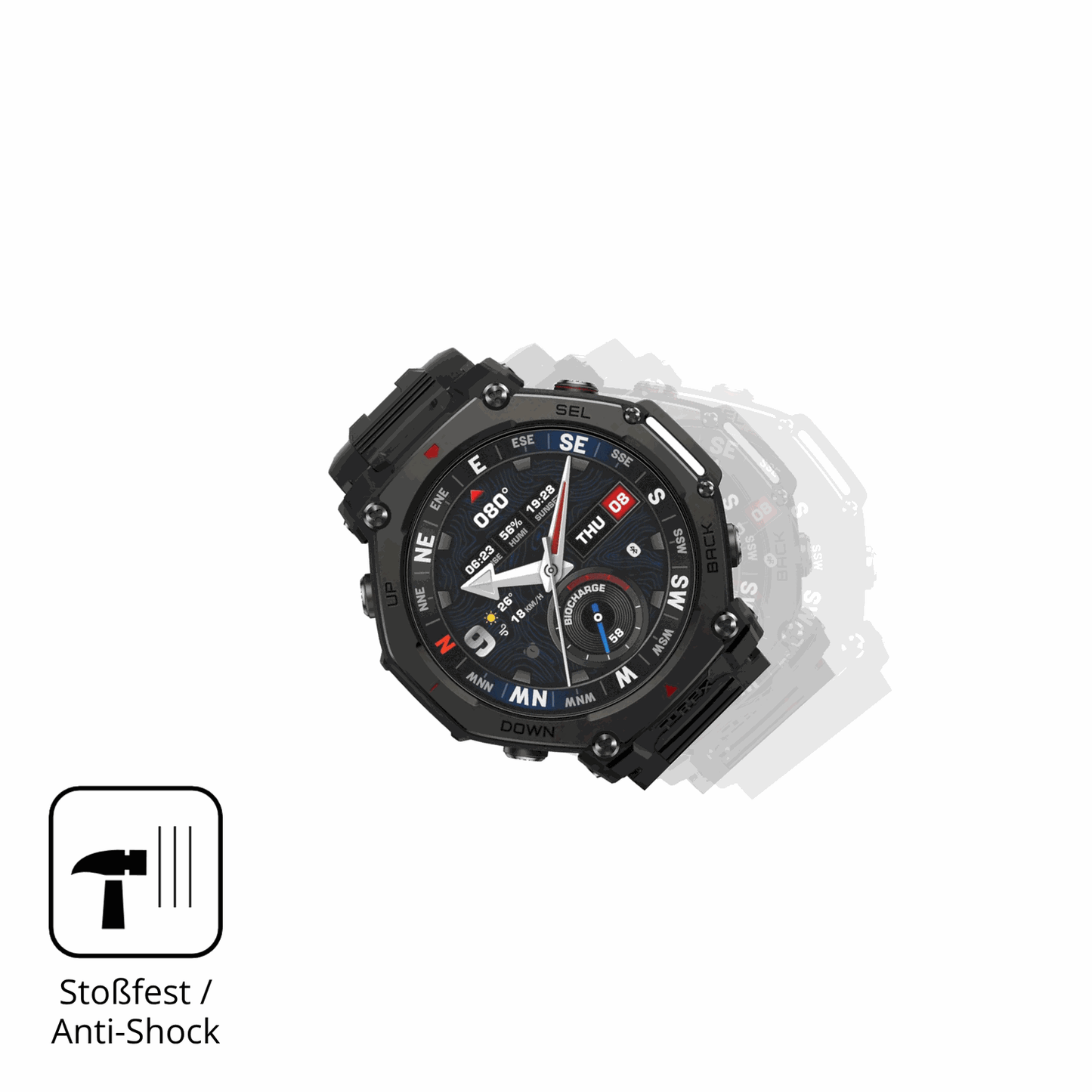 2x Screen Protector for Amazfit T-Rex 3 Pro matte Flexible Glass 9H dipos