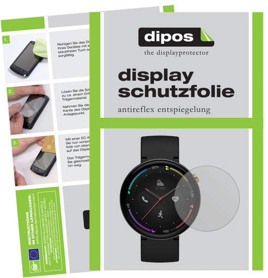 Matte Displayschutzfolie von dipos passend für Amazfit Verge 2, präziser Zuschnitt und blasenfrei montiert