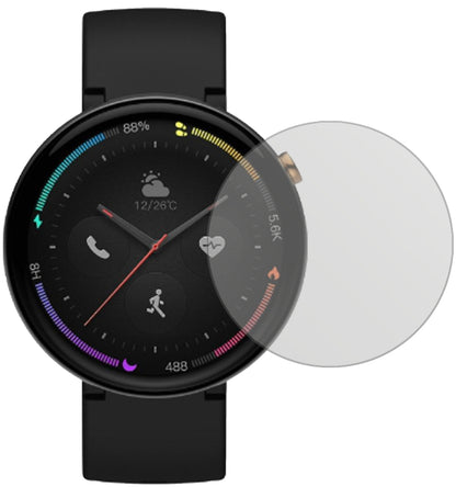AmazfitVerge 2 mit aufgebrachter dipos Displayschutzfolie, die lästige Fingerabdrücke minimiert