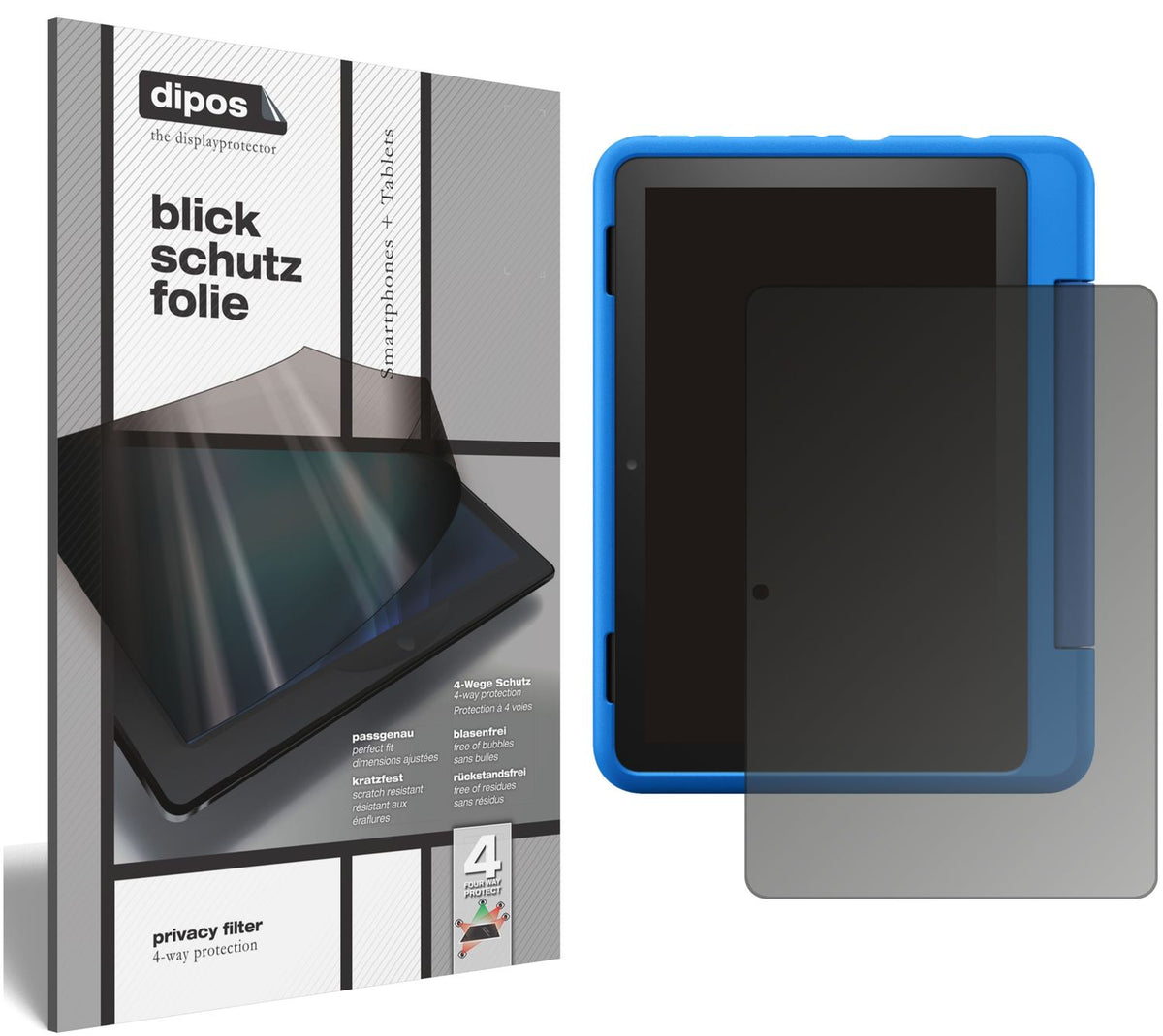 Blickschutzfolie von dipos passend für Amazon Fire HD 8 Kids Pro-Tablet, präziser Zuschnitt und blasenfrei montiert