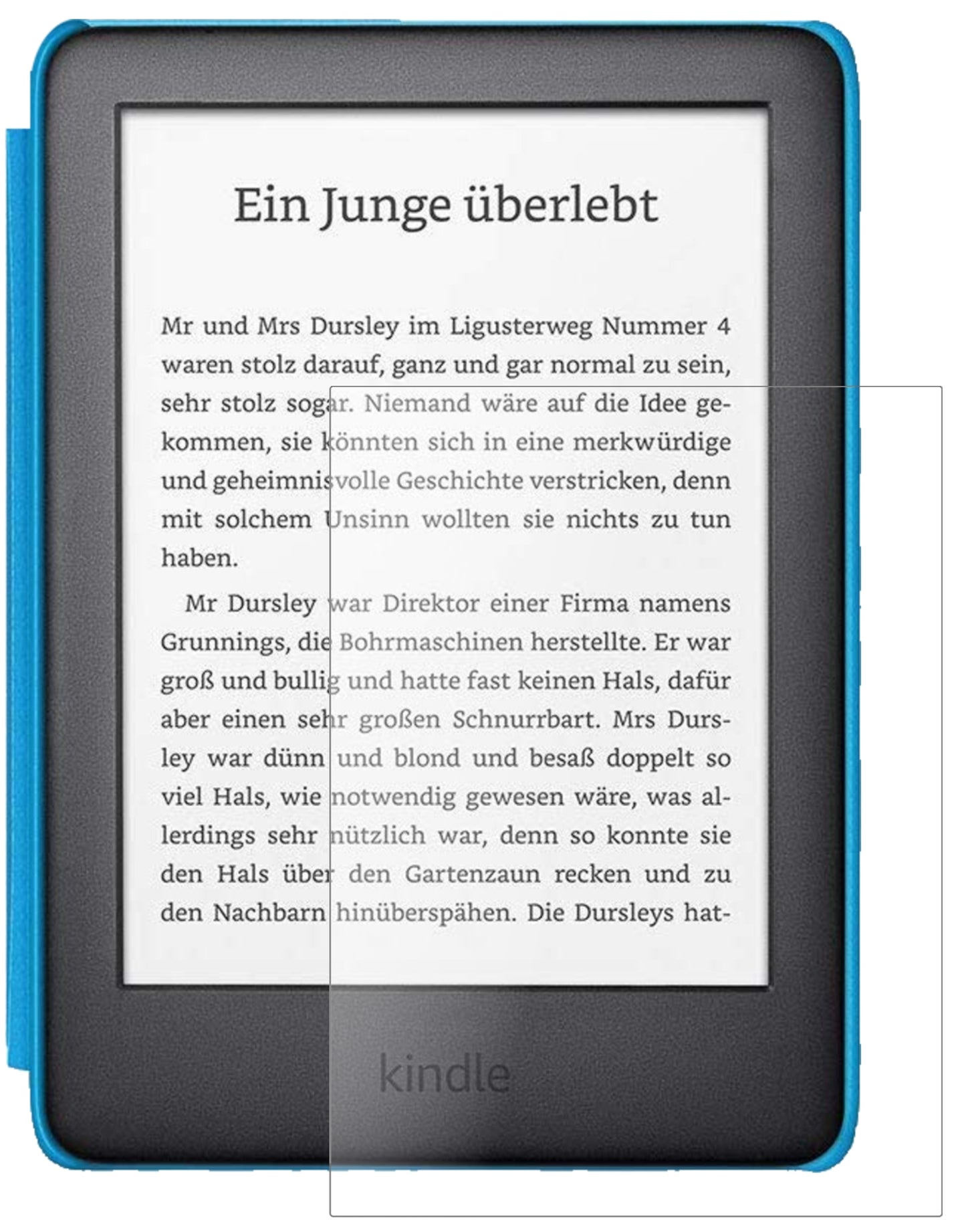 AmazonKindle Kids Edition (2019) mit aufgebrachter dipos Panzerfolie, die lästige Fingerabdrücke minimiert