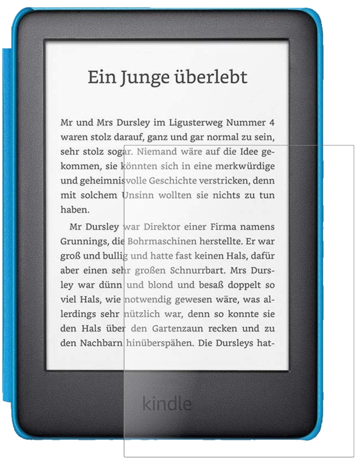 AmazonKindle Kids Edition (2019) mit aufgebrachter dipos Panzerfolie, die lästige Fingerabdrücke minimiert