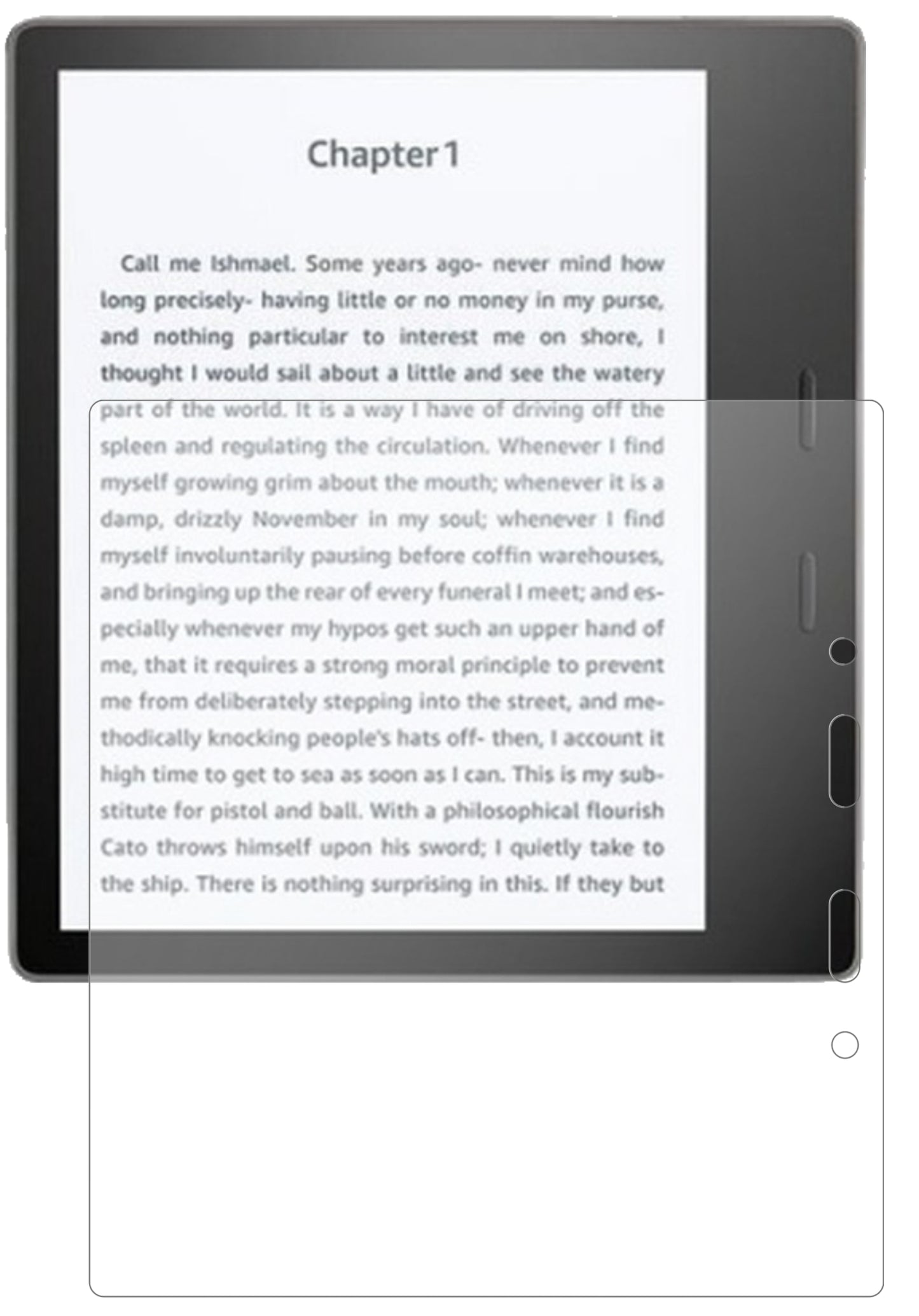 AmazonKindle Oasis (2019) mit aufgebrachter dipos Panzerfolie, die lästige Fingerabdrücke minimiert