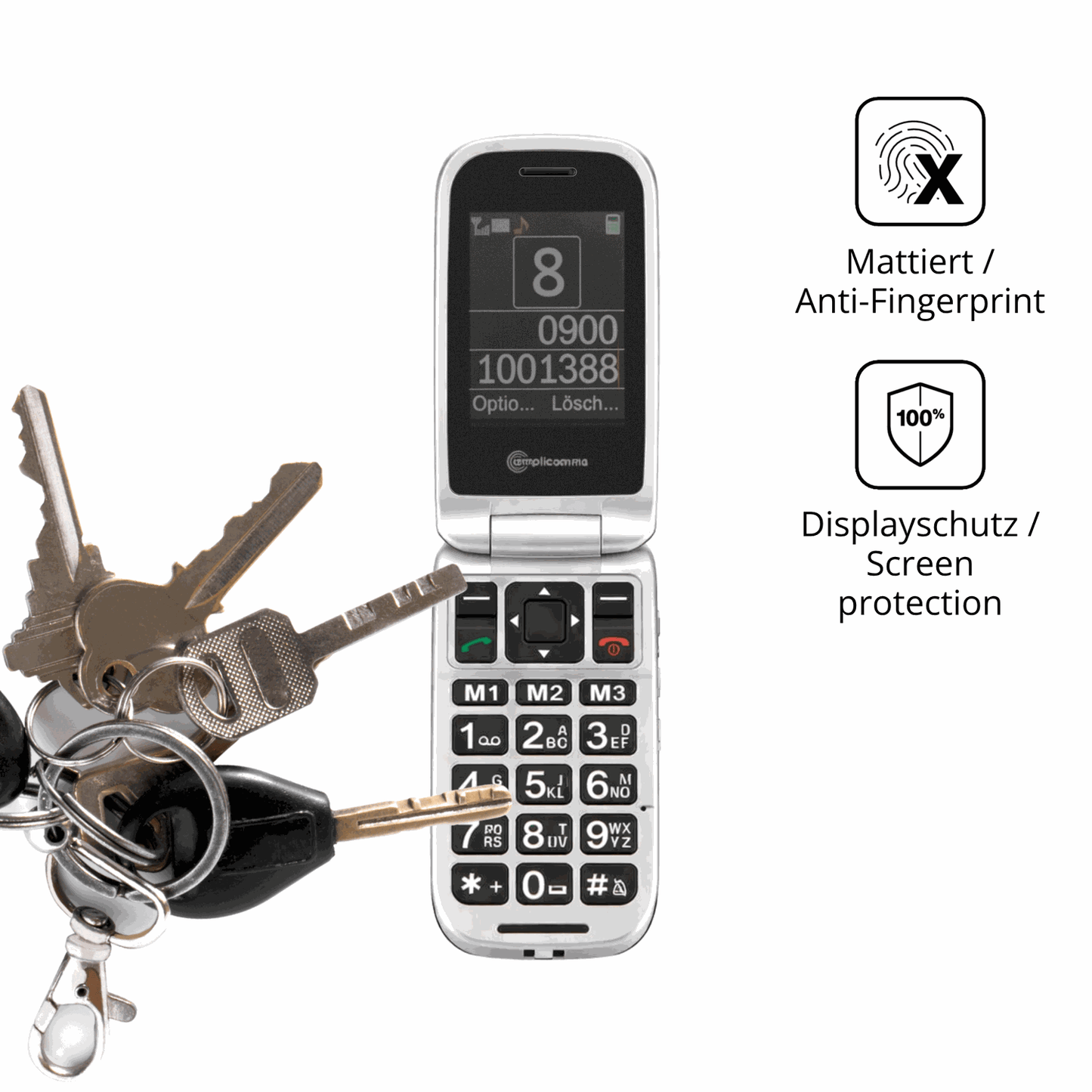 dipos Displayschutz für Amplicomms PowerTel M7510-3G Senioren-Handy, mattierte Oberfläche, Blickschutzfilter und perfekter Passform